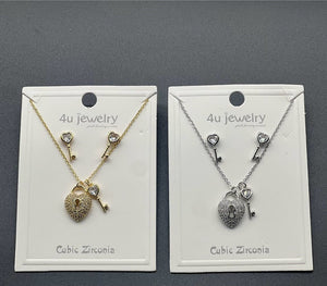Heart Lock & Key Charm Set